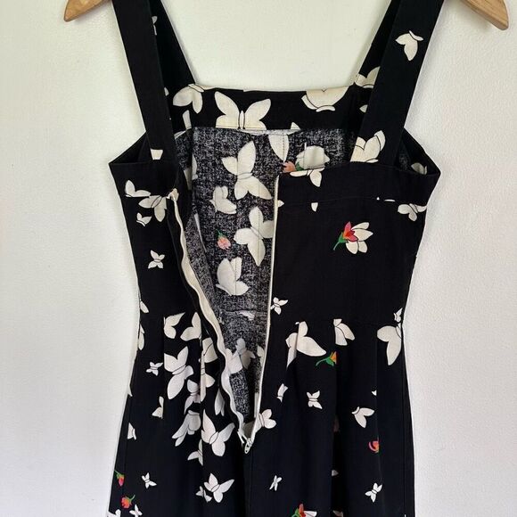 Malia Honolulu Vintage Black Floral Butterfly Printed Sleeveless Knee Length Dre - Picture 10 of 12